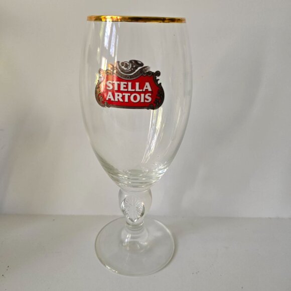 Stella Artois Gold Rimmed Beer Glass 330ml Clear With Embossed Stem - Picture 10 of 16